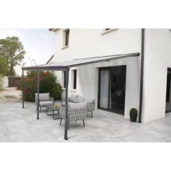 Pergola adossée DCB GARDEN Cielo-4x3-n aluminium noir, 9.36 m²