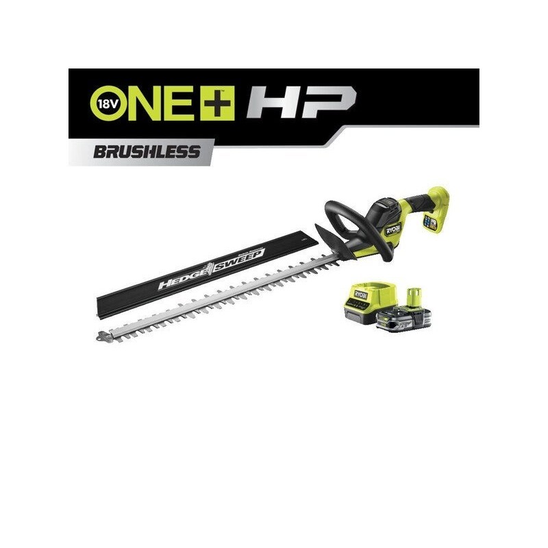 Taille-haie brushless, RYOBI ONE+ RY18HTX60A-125 18V, 1 batterie 2.5Ah, 60 cm