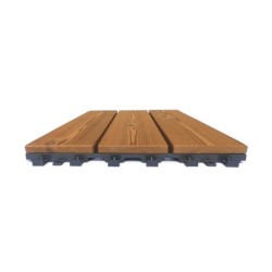 Lot 6 dalles clips bois smartdeck, pin SCANDI thermotraite, L. 30 x l. 30 cm Ep. 29mm