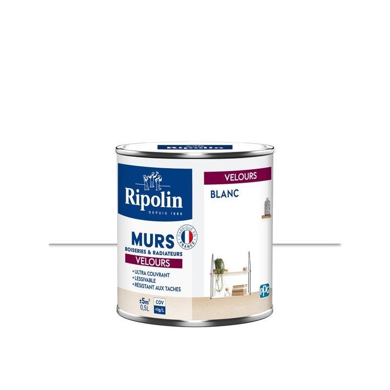 Peinture blanc mur, boiserie, radiateur RIPOLIN velours 0.5 l