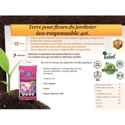 Terre de fleurs du jardin sans tourbe ferti, 40 litres