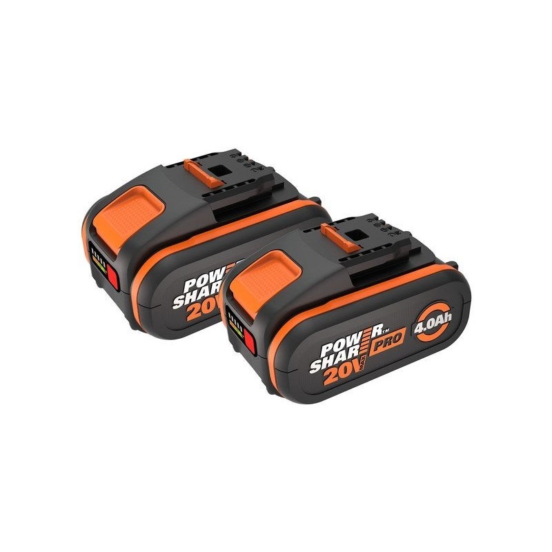 Lot de 2 batteries WORX, 20 V, 4 Ah Wa3014.2 lithium-ion