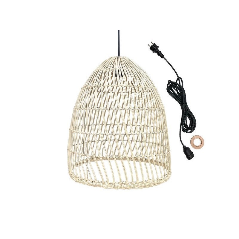 Suspension exterieure E27 max 25W naturel rotin Paulo