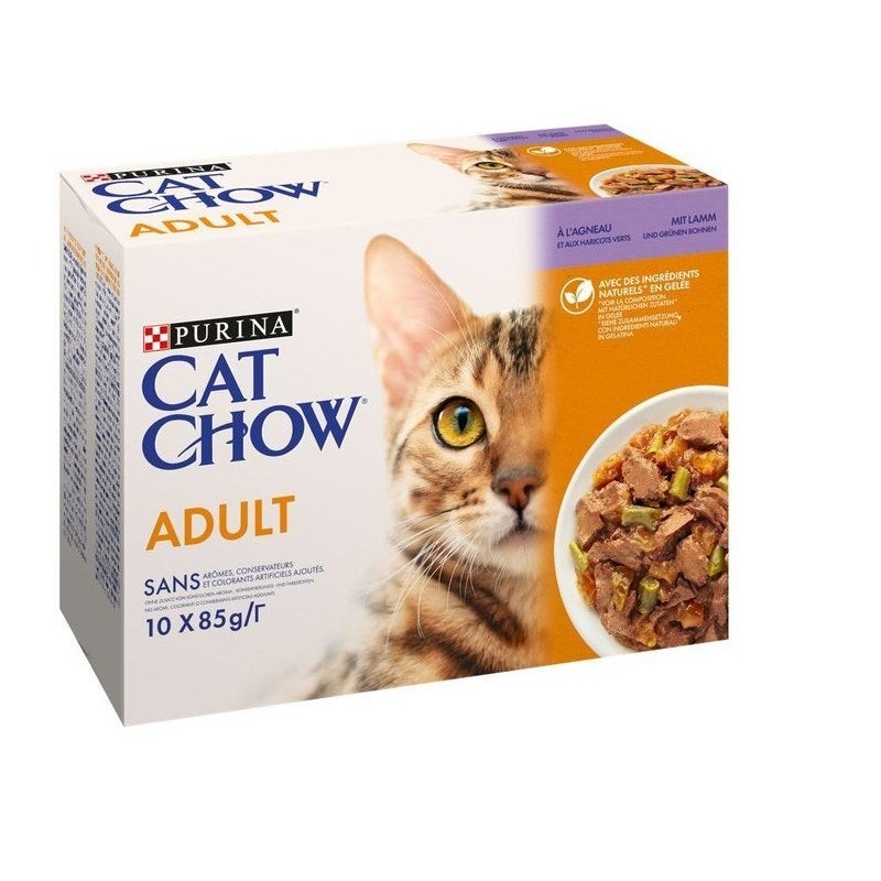 Patée pour chat adulte à l'agneau haricots Cat Chow, PURINA, 10 x 85 g