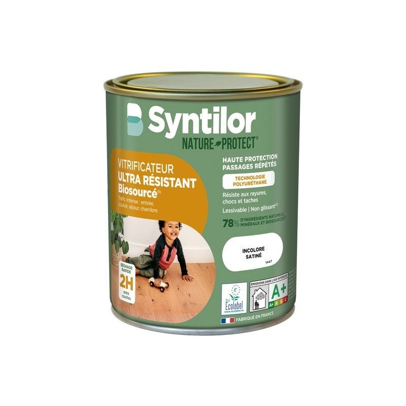 Vitrificateur parquet Nature protect SYNTILOR, incolore satiné 0.75 l