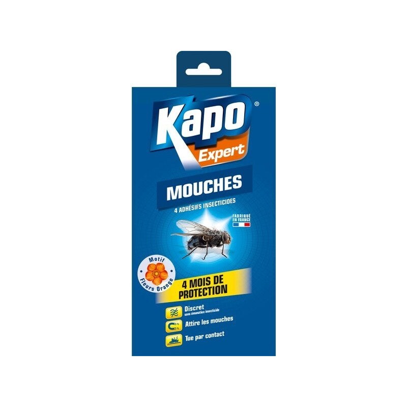 Lot de 4 adhésifs insecticide pour mouches, KAPO EXPERT