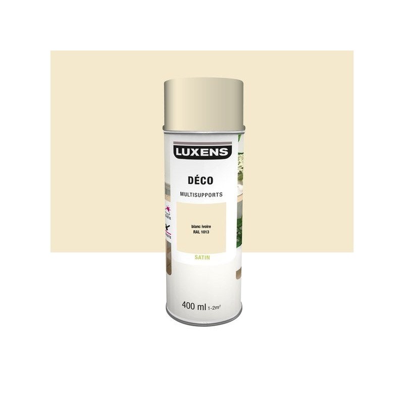 Peinture aérosol Multisupports LUXENS blanc ivoire ral 1013 satiné 400 ml