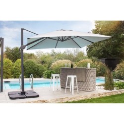 Parasol déporté carré DCB GARDEN Sevilla, L.250 x l.250 cm, gris