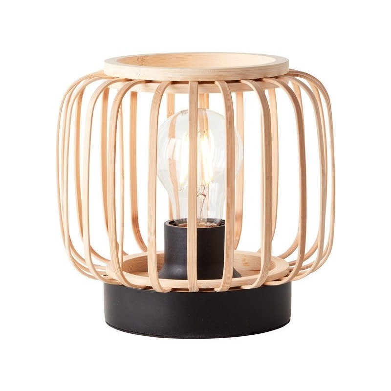 Lampe E27 metal noir bambou PECAN INSPIRE