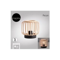 Lampe E27 metal noir bambou PECAN INSPIRE