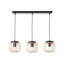 Suspension Pecan, 3 lumières 3xE27, L.70cm, bambou, INSPIRE