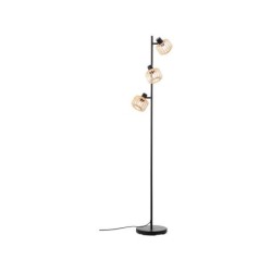 Lampadaire Pecan, 3xE14 métal noir bambou H.160cm, INSPIRE