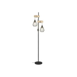 Lampadaire TABODI 2 x E27 H. 166 métal noir/bois INSPIRE