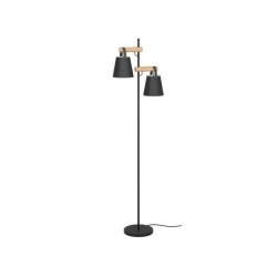 Lampadaire PANDORE 2 x E27 H. 160 métal noir/bois INSPIRE