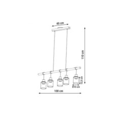 Suspension PARADOXE 5 x E27 verre fumé noir INSPIRE