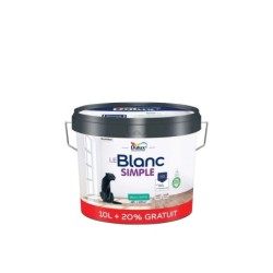 Peinture mur, plafond blanc satin DULUX VALENTINE Simple 10L+20% gratuit