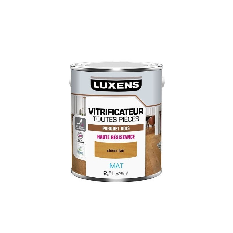 Vitrificateur parquet Haute resistance LUXENS, chene clair mat, 2.5 l