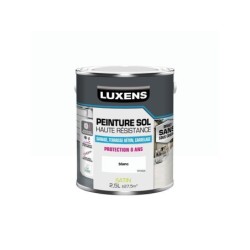 Peinture pour sol garage béton et carrelage haute resistance, LUXENS, 2.5 L blanc satiné