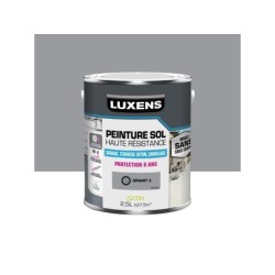 Peinture pour sol garage béton et carrelage haute resistance, LUXENS, 2.5 L granit 3 satiné