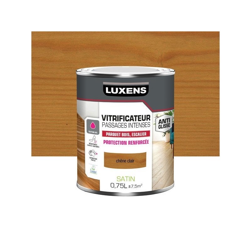 Vitrificateur pour parquet passages intenses, LUXENS, 0.75 L chêne clair satiné