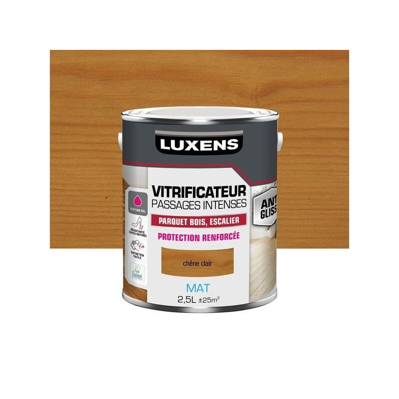 Vitrificateur parquet Passages intenses LUXENS, chene clair mat, 2.5 l