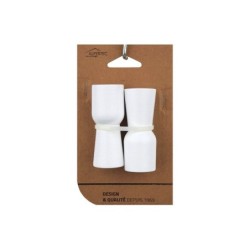 Lot de 2 butées de porte à fixer au mur ALPERTEC bois blanc L.7cm x l.2.7 cm