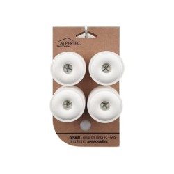 Lot de 4 butées de porte à fixer au sol ALPERTEC caoutchouc blanc D.4 cm x H. 2.5 cm 