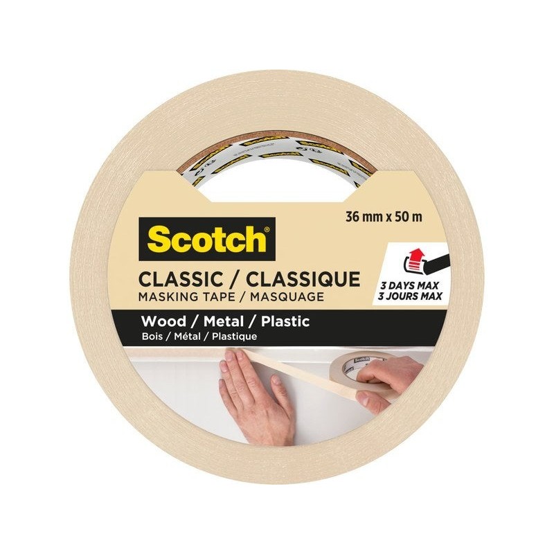 Ruban de masquage SCOTCH l.36 mm x L.50 m lignes droites