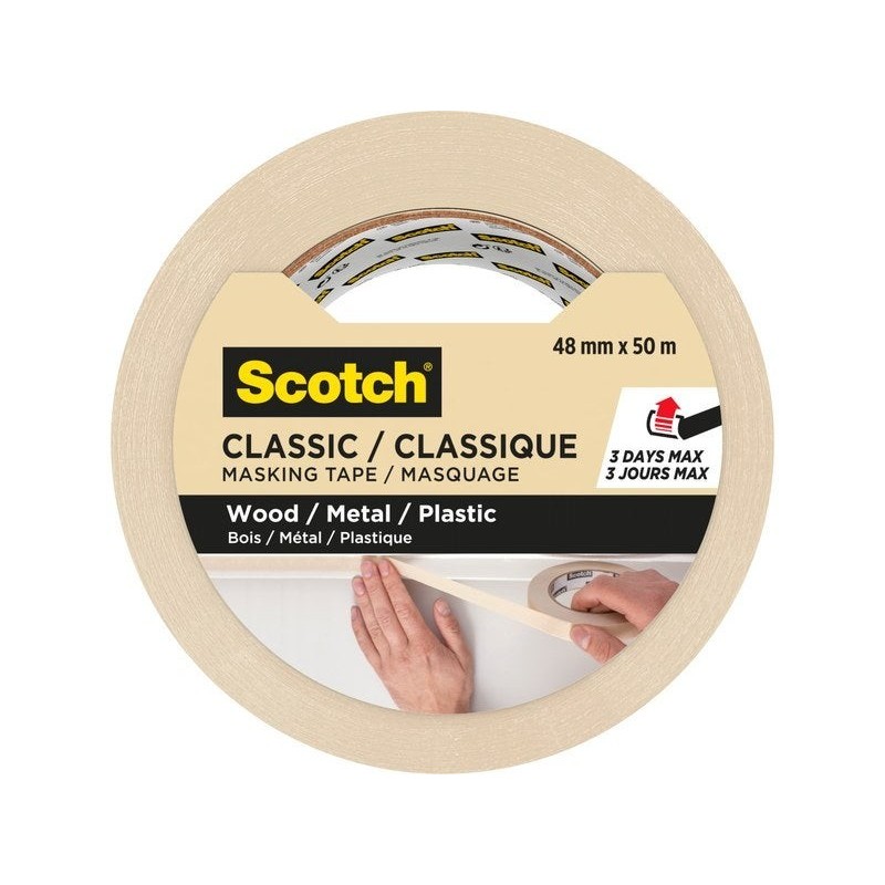 Ruban de masquage SCOTCH l.48 mm x L.50 m lignes droites