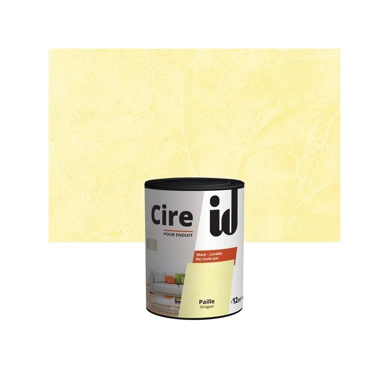 Cire  pour enduit ID, jaune paille mat, 1 l