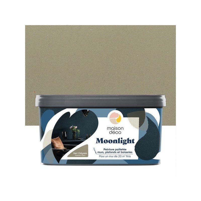 Peinture pailletée à effet Moonlight pour mur / plafonds / boiserie, MAISON DECO, 2 L vert odyssée