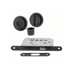 Kit de poignees porte coulissante rond zamak noir