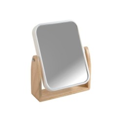 Miroir carré à poser, grossissement x2, H.19.5 x l.15 x P.5 cm, SENSEA Scandi, blanc