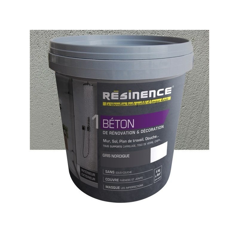 Enduit decoratif Beton RESINENCE, gris nordique, 4 kg