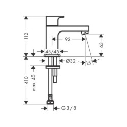 Robinet de lave-mains eau froide, HANSGROHE Vernis shape, chromé