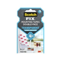 Bande adhésif double face intérieur X8 SCOTCH®, transparent, 25 mm x 75 mm