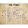 Toile imprimée Triptyque Map World ARTIS l.65 x H.97 cm