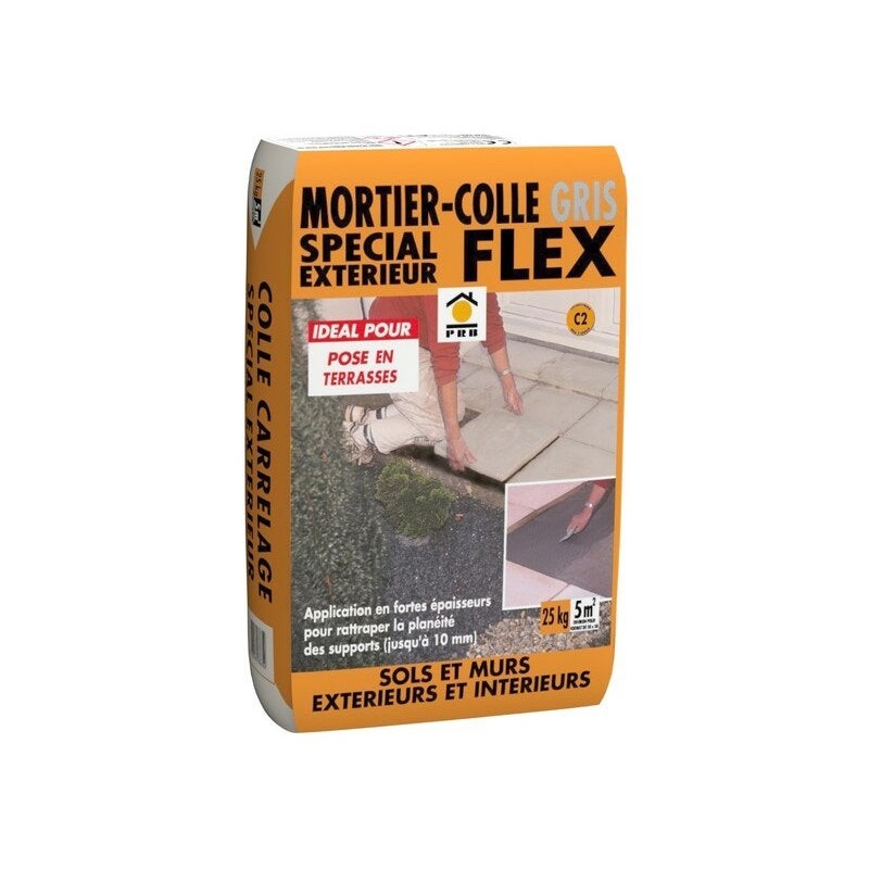 Mortier colle extérieur gris PRB, 25kg