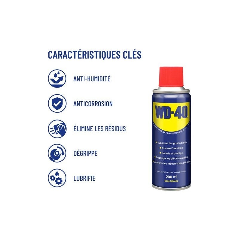 Lubrifiant multifonction en aérosol, WD-40, 200 ml