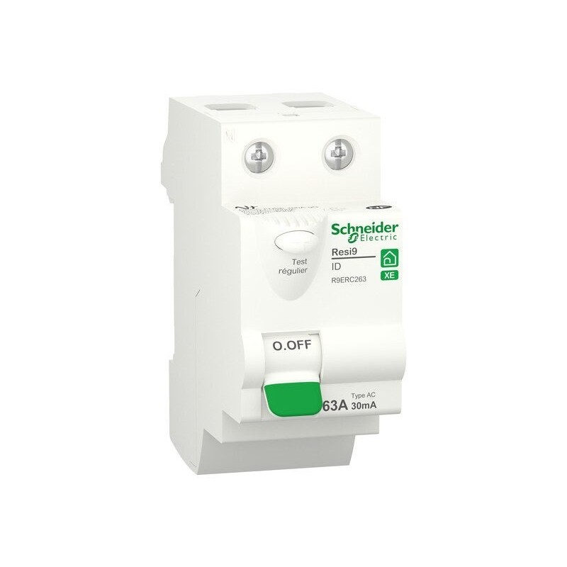 Interrupteur différentiel embrochable 30mA 63A type AC Resi9 XE, SCHNEIDER ELECTRIC