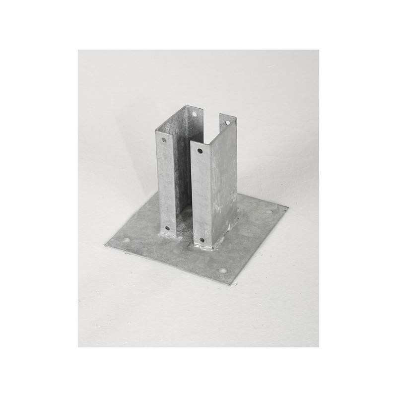 Support à fixer pour poteau rainuré acier gris, H.15 x l.9 x P.9 cm