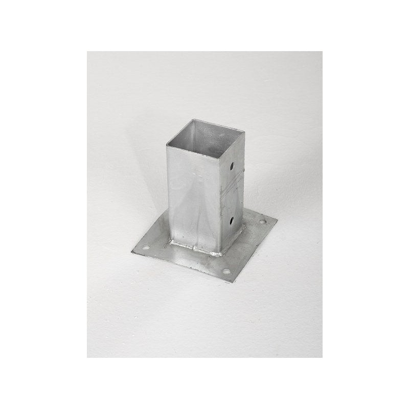 Support à fixer pour poteau acier gris, H.10 x l.9 x P.9 cm