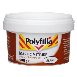 Mastic vitrier huile de lin blanc Polyfilla pot 500 g