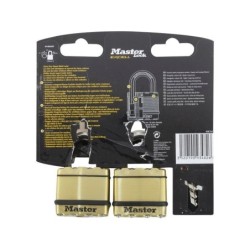 Lot de 2 cadenas à clé en  acier laminé, MASTER LOCK, l.45 mm