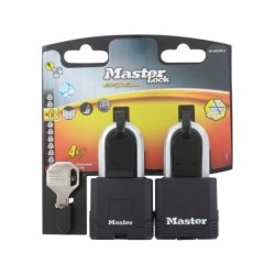 Lot de 2 cadenas à clé acier laminé, MASTER LOCK, l.45 mm