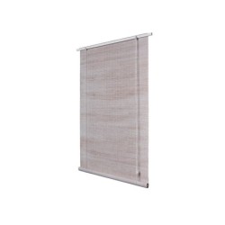 Store enrouleur tamisant Bois tissé lazuré blanc, l.130 x H.220 cm, BALLAUFF