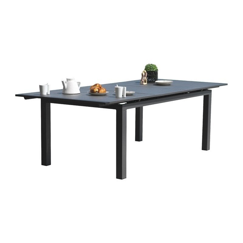 Table de jardin de repas Miami rectangulaire gris anthracite de 6 à 10 personnes