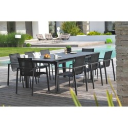 Table de jardin de repas Miami rectangulaire gris anthracite de 6 à 10 personnes