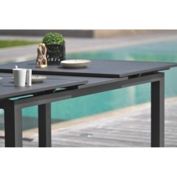 Table de jardin de repas Miami rectangulaire gris anthracite de 6 à 10 personnes