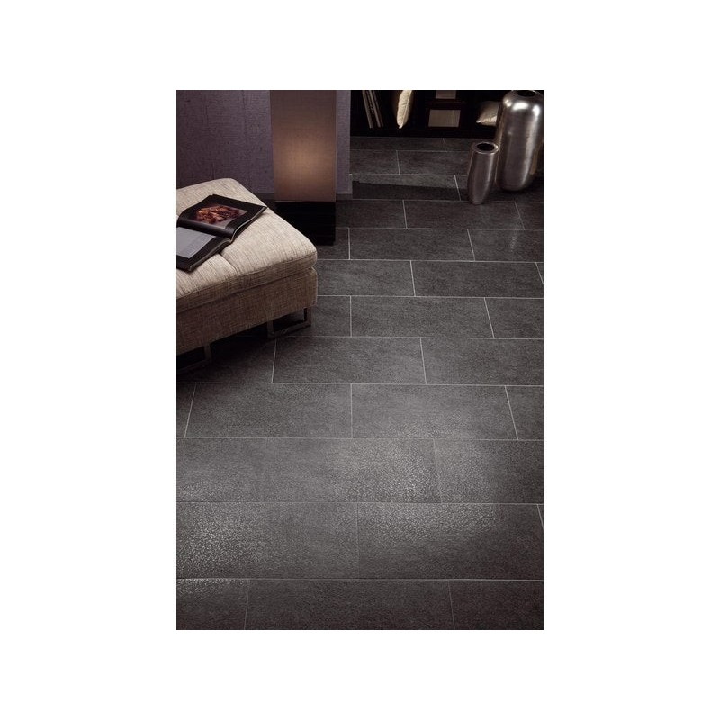 Carrelage sol exterieur forte effet pierre noir Stone edge l.30 x L.60 cm